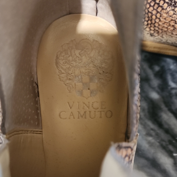 Vince Camuto Beige and Black Snakeskin Ankle Booties - Picture 5 of 5